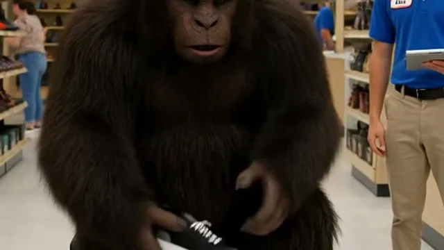 Sasquatch Bigfoot Buys New Shoes