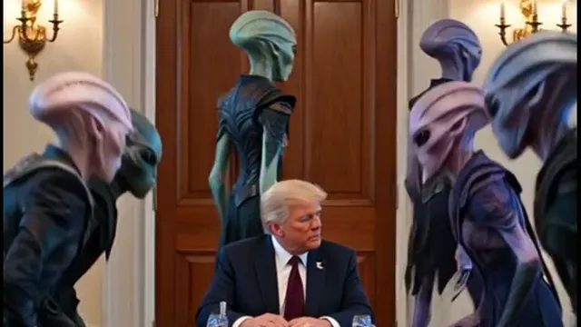 Aliens UFO Land At White House Meet Trump