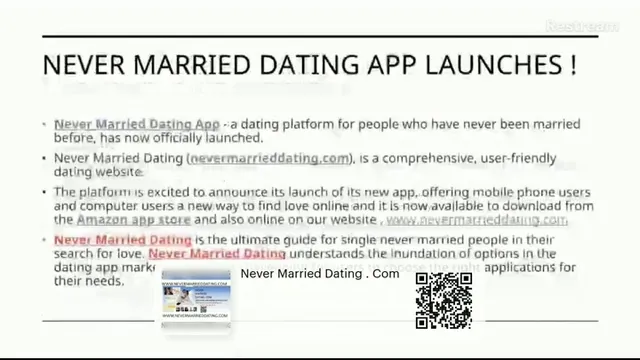 Never Married Dating App Launches