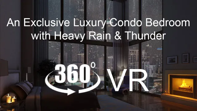An Exclusive Luxury Condo Bedroom with Heavy Rain & Thunder