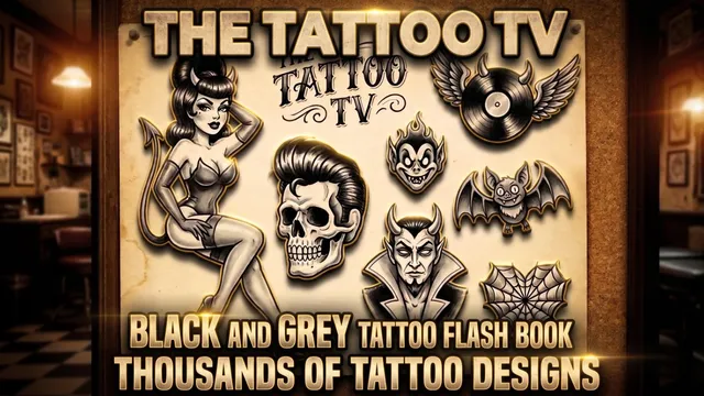 Black and Grey Tattoo Flash Book from The Tattoo